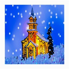 Winter Church Medium Glasses Cloth (2-side) by Nexatart