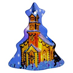 Winter Church Christmas Tree Ornament (two Sides) by Nexatart