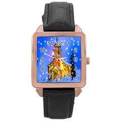 Winter Church Rose Gold Leather Watch  by Nexatart