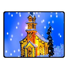 Winter Church Double Sided Fleece Blanket (small)  by Nexatart