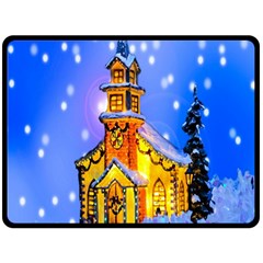 Winter Church Double Sided Fleece Blanket (large)  by Nexatart