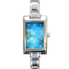 Blue Night Portrait Background Rectangle Italian Charm Watch by Nexatart