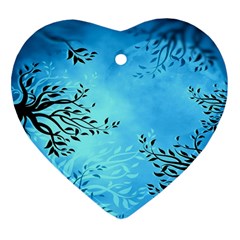 Blue Night Portrait Background Ornament (heart) by Nexatart