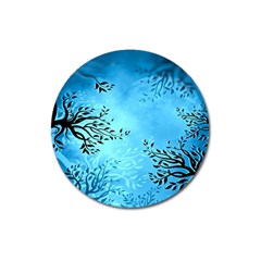 Blue Night Portrait Background Magnet 3  (round) by Nexatart