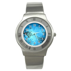 Blue Night Portrait Background Stainless Steel Watch by Nexatart