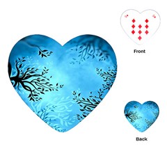 Blue Night Portrait Background Playing Cards (heart)  by Nexatart