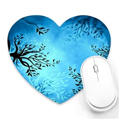 Blue Night Portrait Background Heart Mousepads by Nexatart