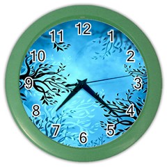 Blue Night Portrait Background Color Wall Clocks by Nexatart