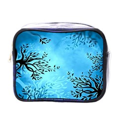 Blue Night Portrait Background Mini Toiletries Bags by Nexatart