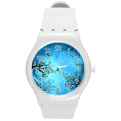 Blue Night Portrait Background Round Plastic Sport Watch (m) by Nexatart