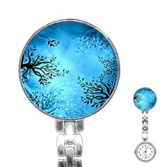 Blue Night Portrait Background Stainless Steel Nurses Watch by Nexatart