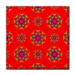 Rainbow Colors Geometric Circles Seamless Pattern On Red Background Tile Coasters by Nexatart