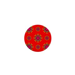 Rainbow Colors Geometric Circles Seamless Pattern On Red Background 1  Mini Buttons by Nexatart