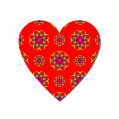 Rainbow Colors Geometric Circles Seamless Pattern On Red Background Heart Magnet by Nexatart