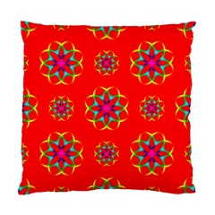 Rainbow Colors Geometric Circles Seamless Pattern On Red Background Standard Cushion Case (two Sides) by Nexatart