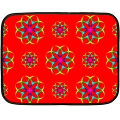 Rainbow Colors Geometric Circles Seamless Pattern On Red Background Double Sided Fleece Blanket (mini)  by Nexatart