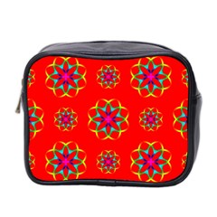 Rainbow Colors Geometric Circles Seamless Pattern On Red Background Mini Toiletries Bag 2-side by Nexatart