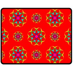 Rainbow Colors Geometric Circles Seamless Pattern On Red Background Fleece Blanket (medium)  by Nexatart