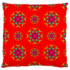 Rainbow Colors Geometric Circles Seamless Pattern On Red Background Large Flano Cushion Case (one Side) by Nexatart