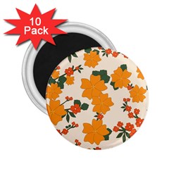 Vintage Floral Wallpaper Background In Shades Of Orange 2 25  Magnets (10 Pack)  by Nexatart