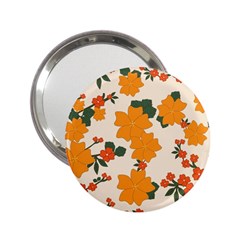 Vintage Floral Wallpaper Background In Shades Of Orange 2 25  Handbag Mirrors by Nexatart