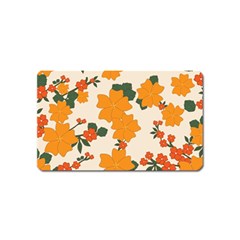 Vintage Floral Wallpaper Background In Shades Of Orange Magnet (name Card) by Nexatart