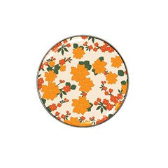 Vintage Floral Wallpaper Background In Shades Of Orange Hat Clip Ball Marker by Nexatart