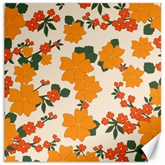 Vintage Floral Wallpaper Background In Shades Of Orange Canvas 12  X 12   by Nexatart