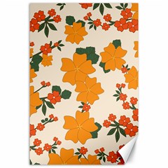 Vintage Floral Wallpaper Background In Shades Of Orange Canvas 24  X 36  by Nexatart