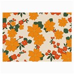 Vintage Floral Wallpaper Background In Shades Of Orange Large Glasses Cloth Front