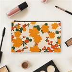 Vintage Floral Wallpaper Background In Shades Of Orange Cosmetic Bag (Medium)  Front