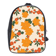 Vintage Floral Wallpaper Background In Shades Of Orange School Bags(large)  by Nexatart