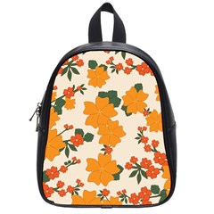 Vintage Floral Wallpaper Background In Shades Of Orange School Bags (small)  by Nexatart