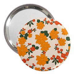 Vintage Floral Wallpaper Background In Shades Of Orange 3  Handbag Mirrors by Nexatart