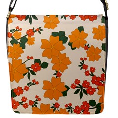 Vintage Floral Wallpaper Background In Shades Of Orange Flap Messenger Bag (s) by Nexatart