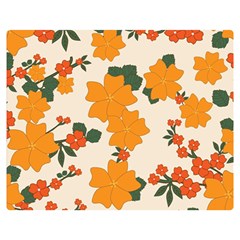 Vintage Floral Wallpaper Background In Shades Of Orange Double Sided Flano Blanket (medium)  by Nexatart