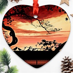 Autumn Song Autumn Spreading Its Wings All Around Ornament (heart) by Nexatart