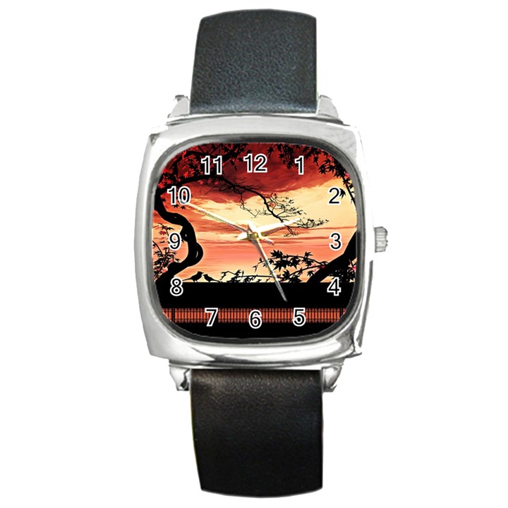 Autumn Song Autumn Spreading Its Wings All Around Square Metal Watch