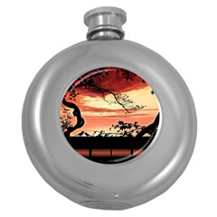 Autumn Song Autumn Spreading Its Wings All Around Round Hip Flask (5 Oz) by Nexatart