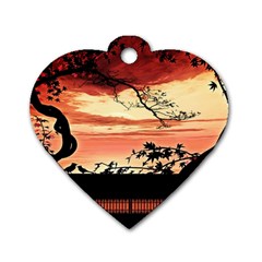 Autumn Song Autumn Spreading Its Wings All Around Dog Tag Heart (one Side) by Nexatart