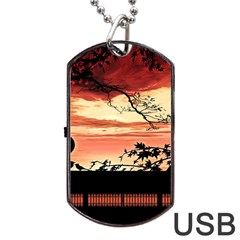 Autumn Song Autumn Spreading Its Wings All Around Dog Tag Usb Flash (one Side) by Nexatart