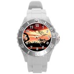 Autumn Song Autumn Spreading Its Wings All Around Round Plastic Sport Watch (L) Front