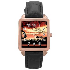 Autumn Song Autumn Spreading Its Wings All Around Rose Gold Leather Watch  by Nexatart