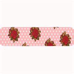 Pink Polka Dot Background With Red Roses Large Bar Mats by Nexatart