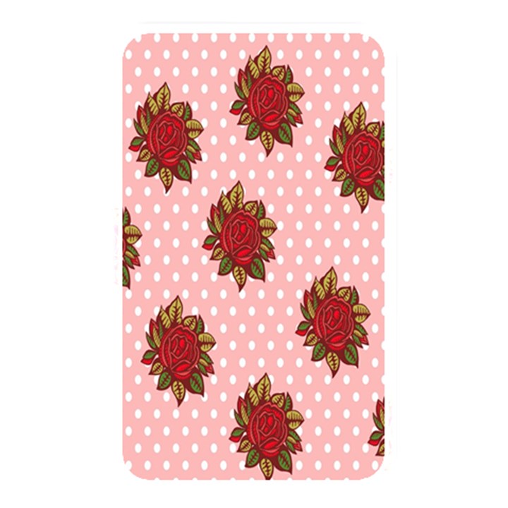 Pink Polka Dot Background With Red Roses Memory Card Reader