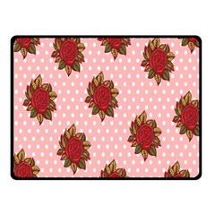 Pink Polka Dot Background With Red Roses Fleece Blanket (small) by Nexatart