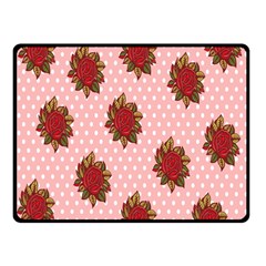 Pink Polka Dot Background With Red Roses Double Sided Fleece Blanket (small)  by Nexatart