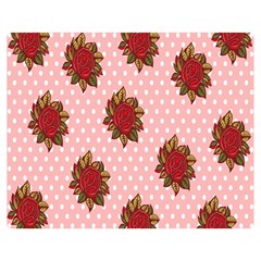 Pink Polka Dot Background With Red Roses Double Sided Flano Blanket (medium)  by Nexatart