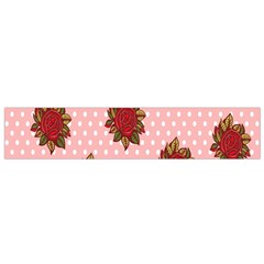 Pink Polka Dot Background With Red Roses Flano Scarf (small) by Nexatart