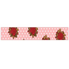 Pink Polka Dot Background With Red Roses Flano Scarf (large)